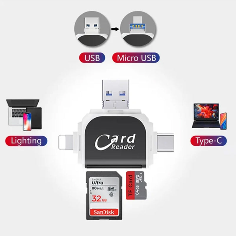 Multi-Port 4 in 1 Universal SD TF Card Reader