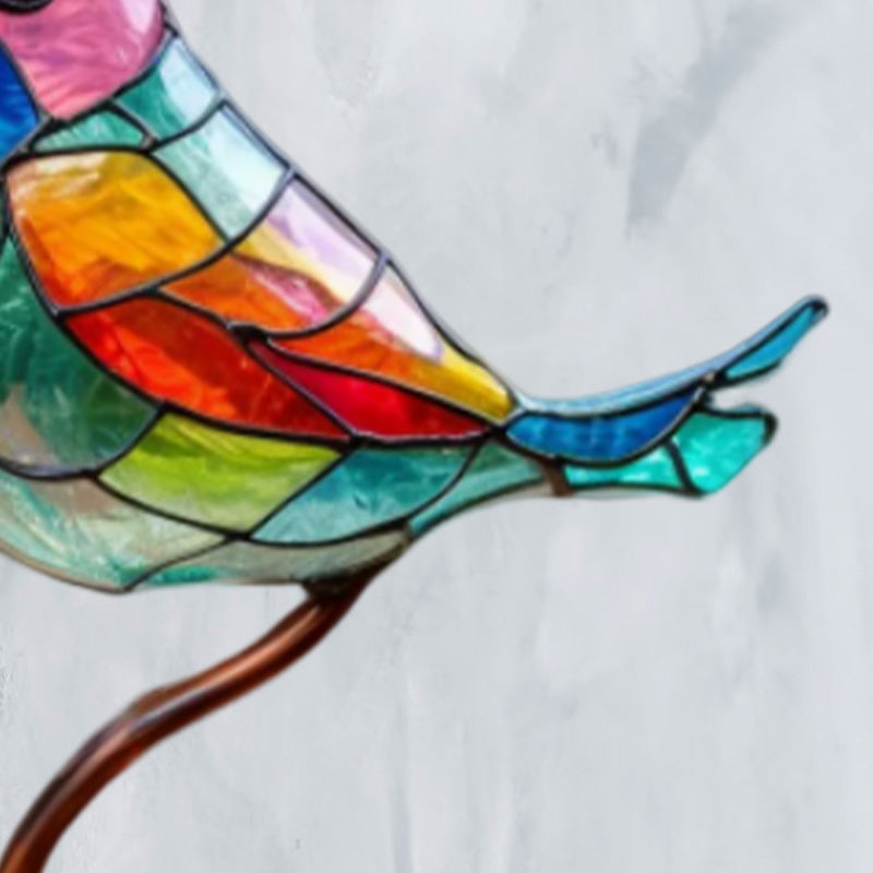 Stained Glass Birds on Branch Desktop Ornaments