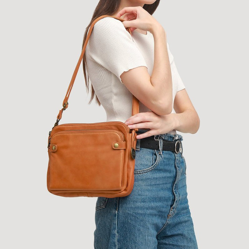 Three-Layer Leather Crossbody Shoulder & Clutch Bag