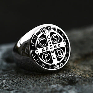 Saint Benedict Medal Stainless Steel Ring