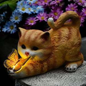 Cat & Butterfly Solar Light Garden Decor