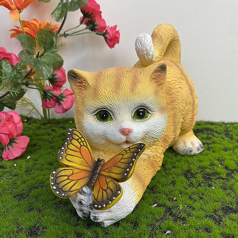 Cat & Butterfly Solar Light Garden Decor