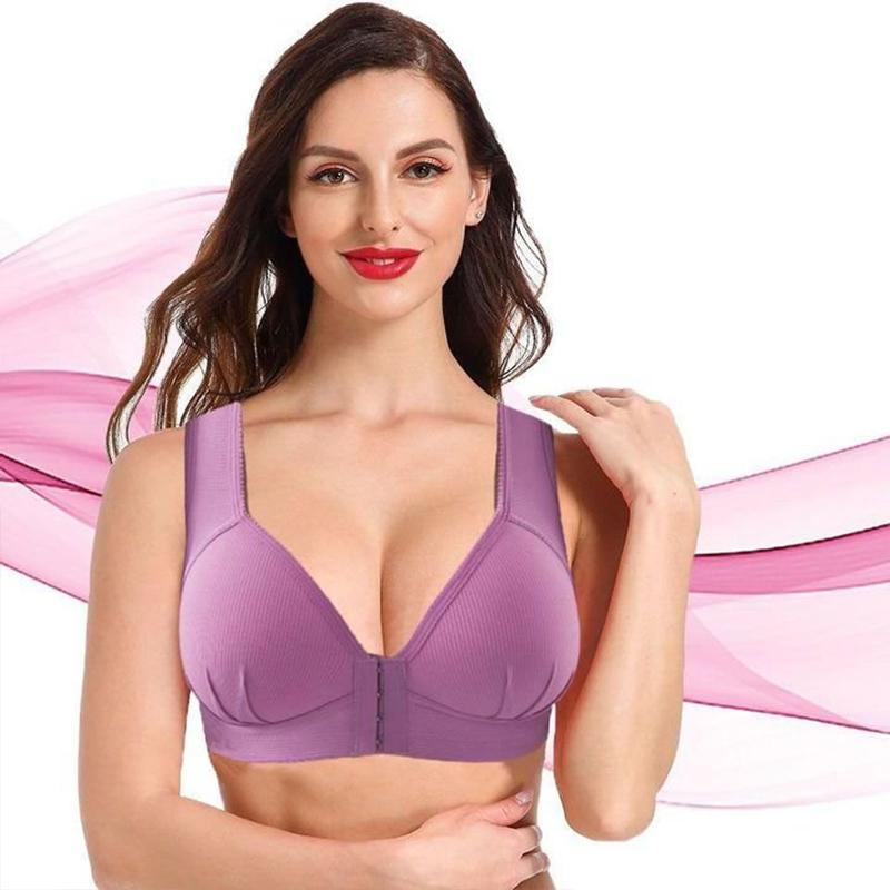 Plus Size Front Closure Elastic Push Up Comfort Bra