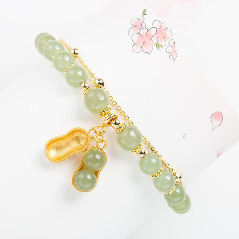 Double Chain Natural Jade Bracelet