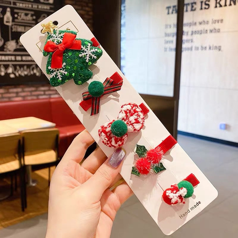 5 Pieces Christmas Hair Clips Set