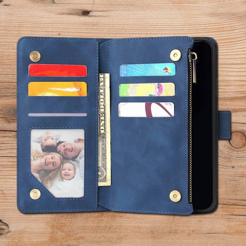 Multi-card Zipper Pocket Leather Case for iPhone