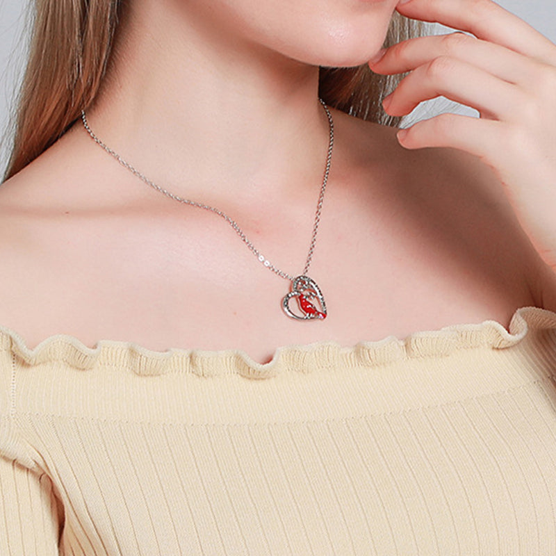 Cardinal Heart Pendant Necklace