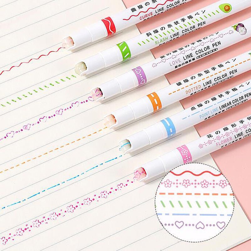 🎨Christmas sale 50% OFF🖌️🖍️ Dual Tip Pens with 6 Different Curve Shapes Fine Tips