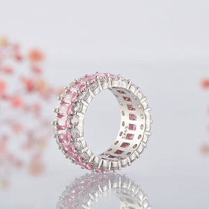 Pink Emerald Cut 7.8 CT Eternity Band Ring