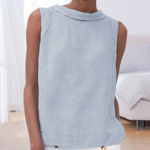 Solid Color Cotton And Linen T-Shirt