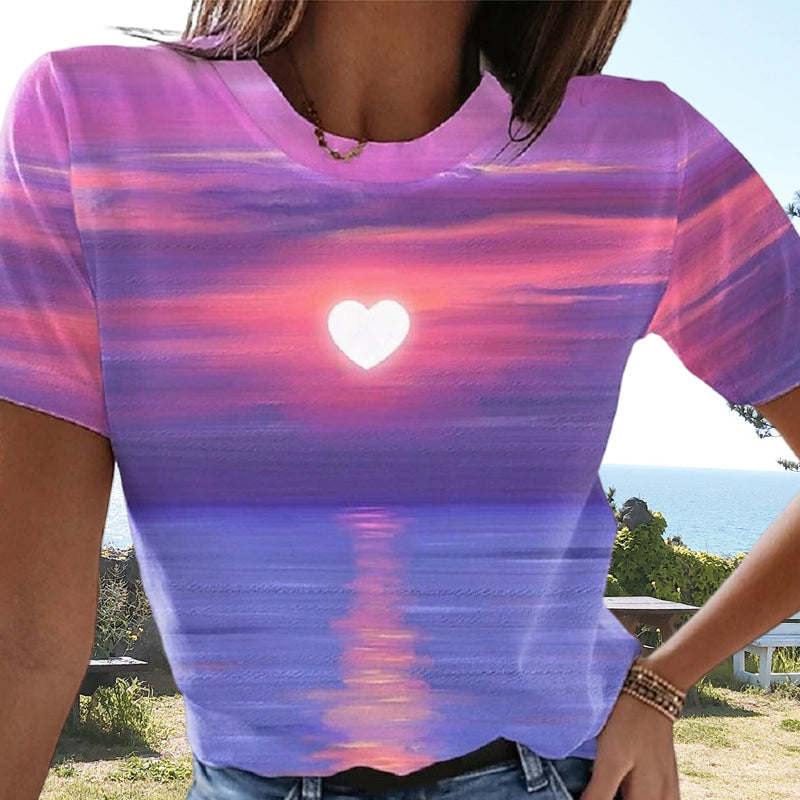 Women's Heart 3D Printed T-shirt