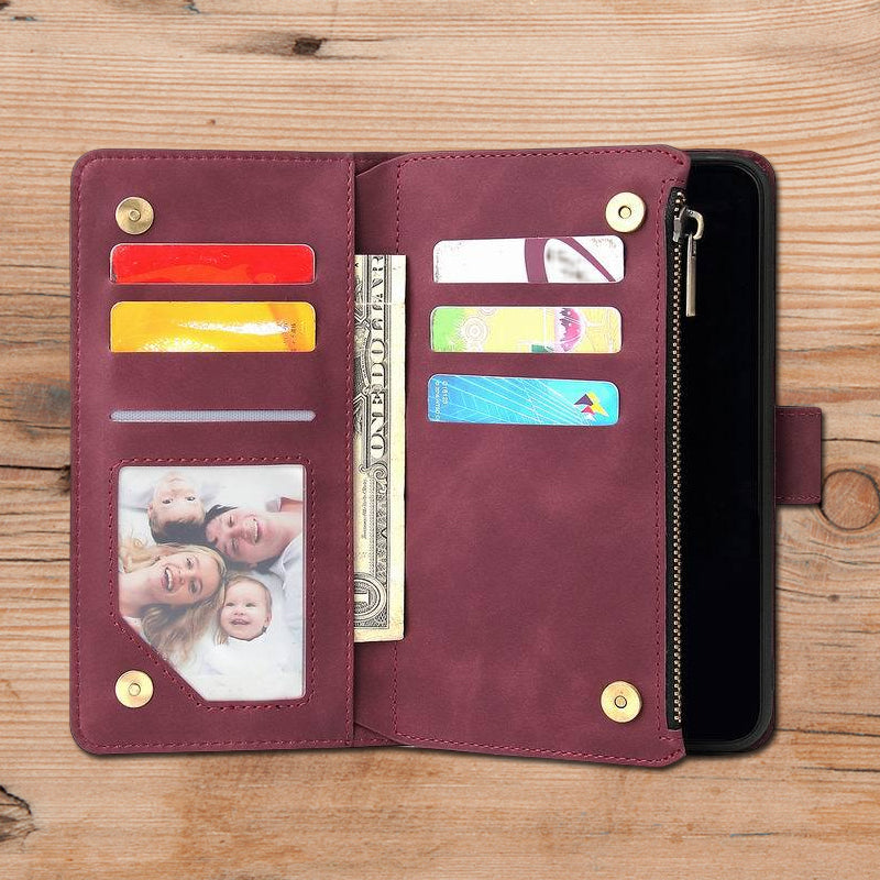 Multi-card Zipper Pocket Leather Case for iPhone