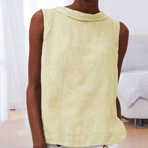 Solid Color Cotton And Linen T-Shirt