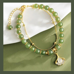 Gold Plated Natural Jade Bracelet