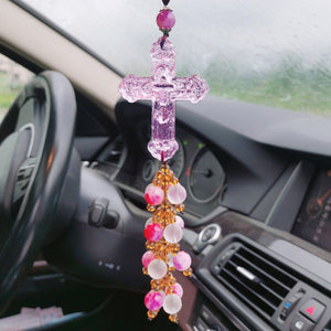 Crystal Cross Car Pendant