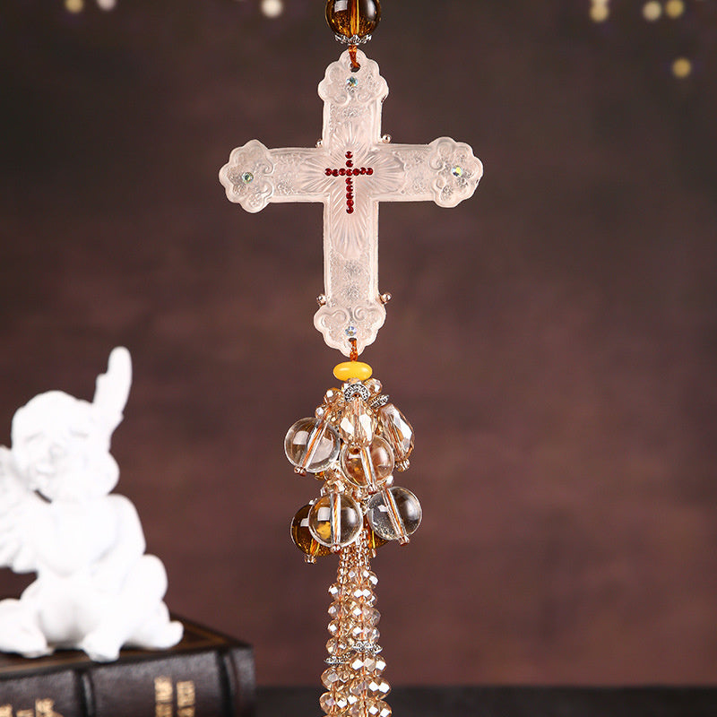 Crystal Cross Car Pendant