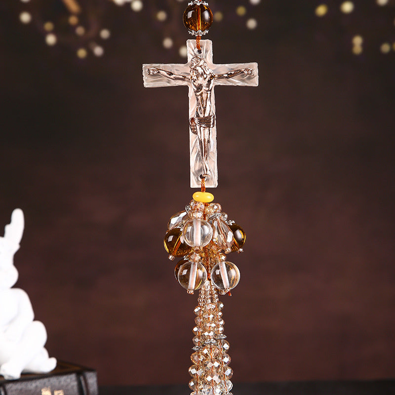 Crystal Cross Car Pendant