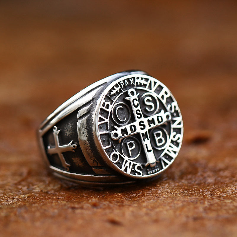 Saint Benedict Medal Stainless Steel Ring