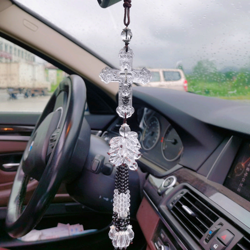 Crystal Cross Car Pendant