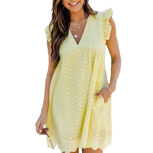 Lace Hollow V-Neck Dress